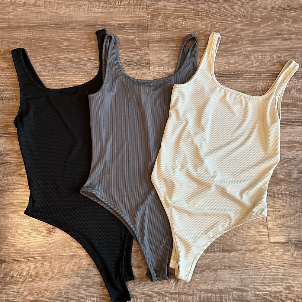 NWOT Women’s Bodysuit Bundle Black Cream Gray Size Small